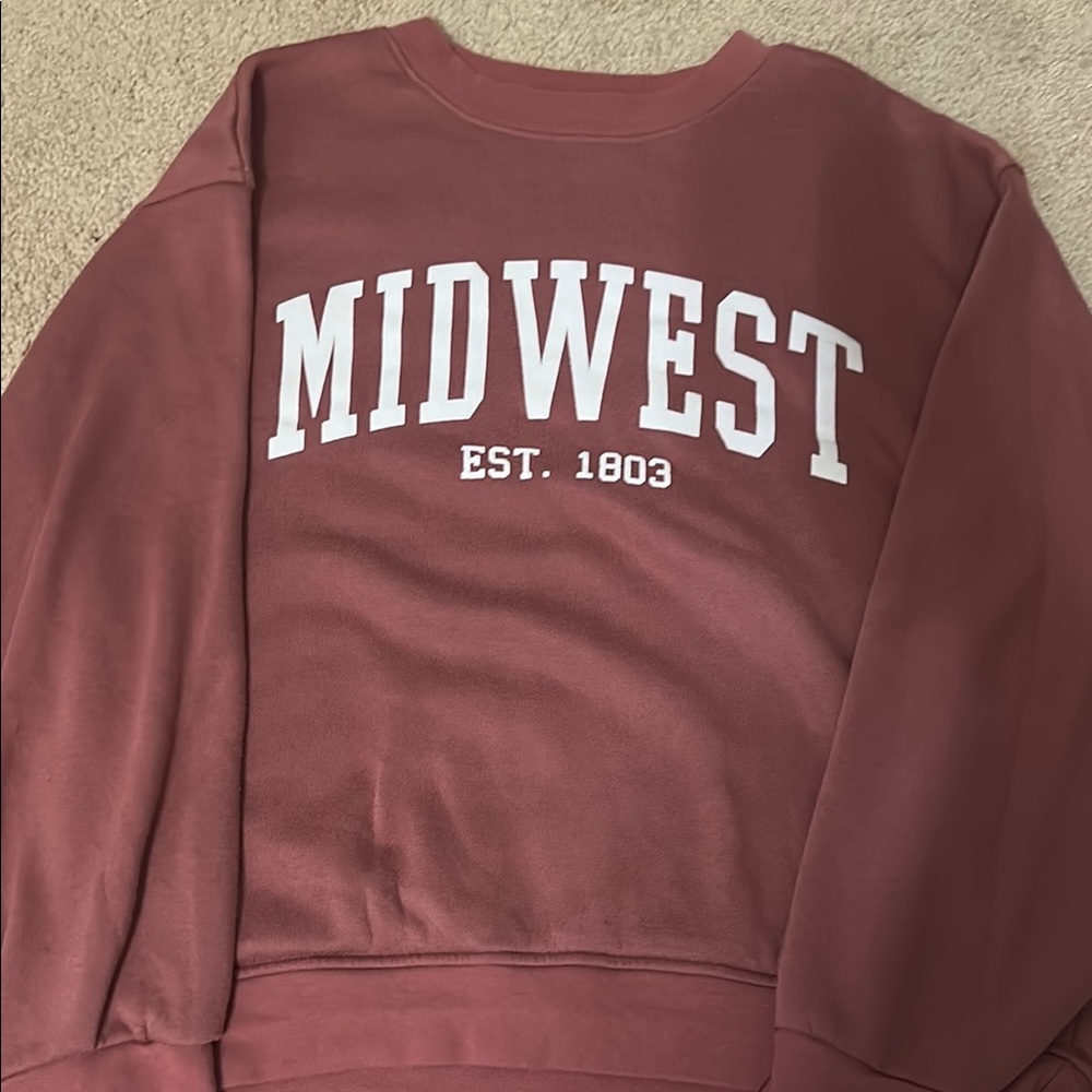 Altar'd State Red Crewneck Sweater with Collegiate Charm